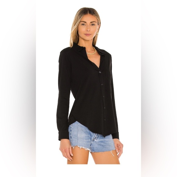 Bobi Light Weight Jersey Button Up in Black. Size XS. New Without Tags. - Picture 3 of 7